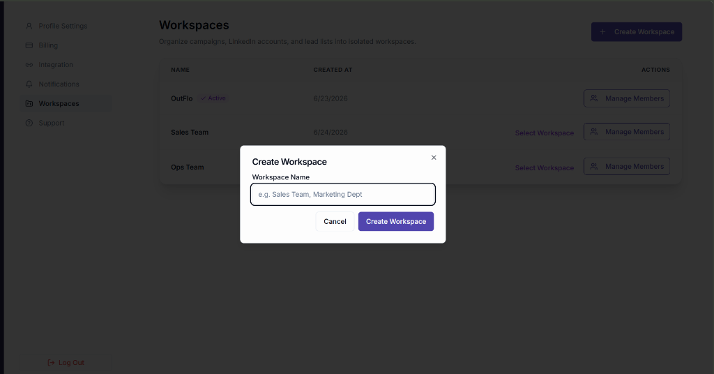 Create Workspace Modal