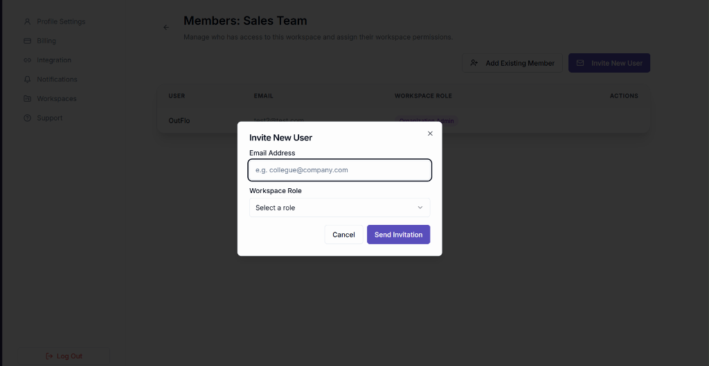 Invite New User Modal