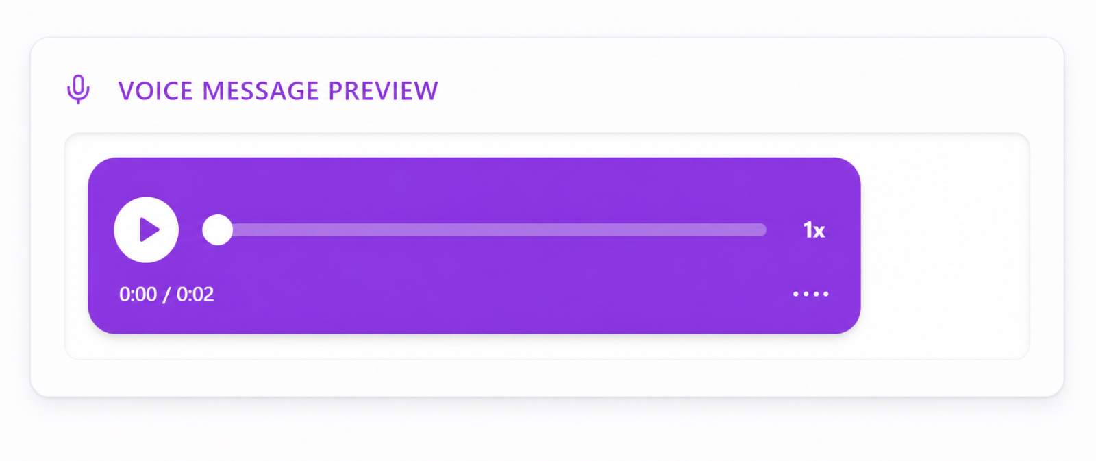 The OutFlo Voice Message Preview player showing the uploaded voice note ready for review.