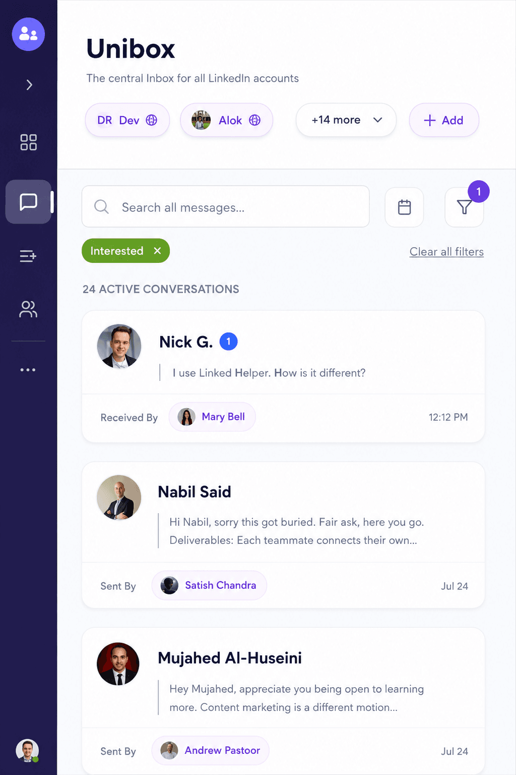OutFlo Unified Smart Inbox across LinkedIn accounts